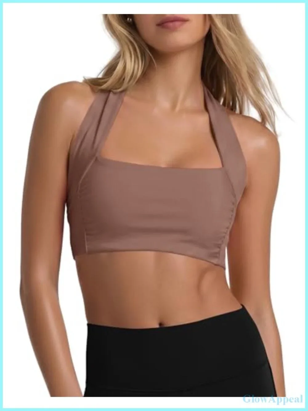 Halter Sports Bra Cropped Workout Top Medium Impact Racerback Pilates Bra